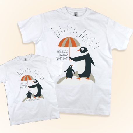 Boldog apák napja apa-gyerek szett (Pingvin) 