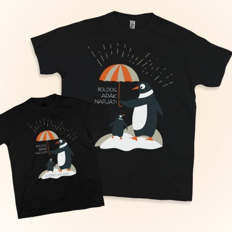 Boldog apák napja apa-gyerek szett (Pingvin) 