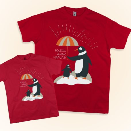 Boldog apák napja apa-gyerek szett (Pingvin) 