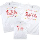 Karácsonyi cukorkás anya, apa, lánya fia - 3db családi póló szett