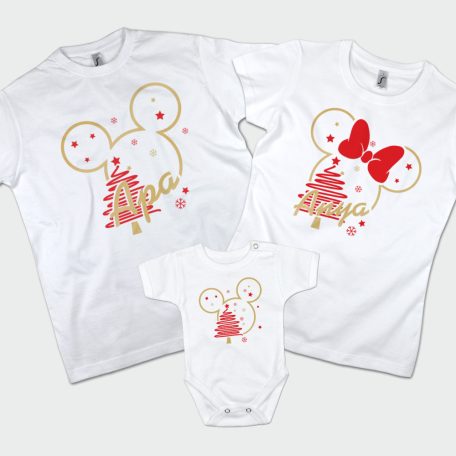 Mickey karácsony anya, apa fiú baba családi póló szett
