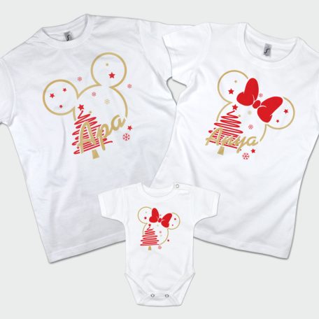 Mickey karácsony anya, apa lány baba családi póló szett
