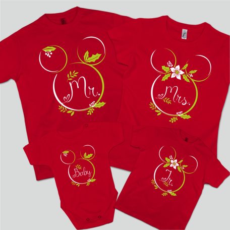 Mickey Mr. Mrs. Jr. & Baby családi póló szett