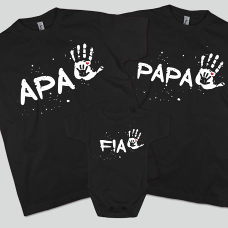 Apa, papa és fia tenyér mintás póló szett