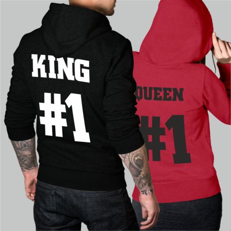 The king his queen 1# piros-fekete pulóver
